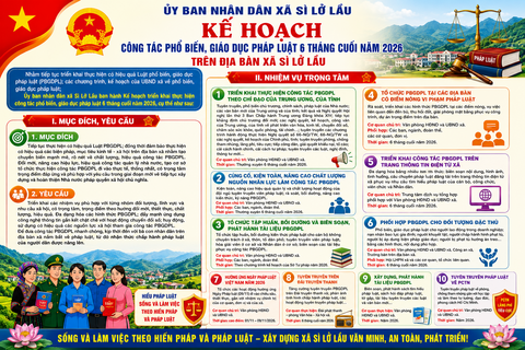 Ủy ban nhân dân xã Sì Lở Lầu, Kế hoạch Công tác phổ biến, giáo dục pháp luật 6 tháng cuối năm 2026 trên địa bàn xã Sì Lở Lầu