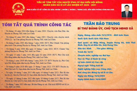 TIỂU SỬ TÓM TẮT CỦA NGƯỜI ỨNG CỬ ĐẠI BIỂU HĐND XÃ SÌ LỞ LẦU, NHIỆM KỲ 2026 - 2031.